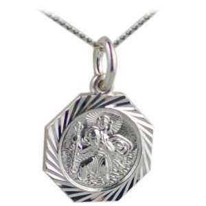 British Jewellery Workshops Silver 15x15mm hexagonal diamond cut edge 