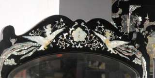 Korean Chest wMirrored Vanity Inlay Pearl Black Lacquer  