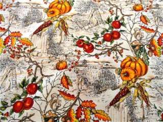 New Pumpkin Toile Fabric BTY Fall Autumn Holiday Thanksgiving  