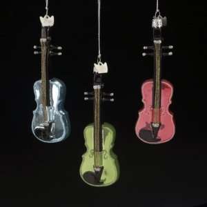   Blown Glass Violin Musical Instrument Christmas Ornaments 4.5 Home