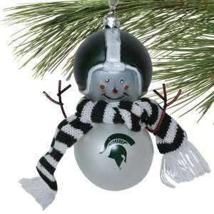  Michigan State Blown Glass Snowman Ornament (Set of 2 
