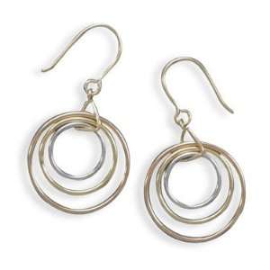   Silver, 14 Karat Gold Plate and Rose Gold Plate French Wire Earrings