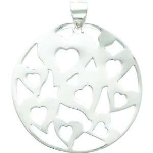  Sterling Silver Heart Round Pendant Jewelry