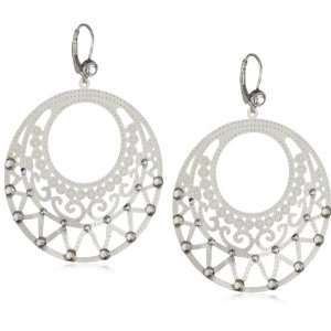   Palacios Plumas Silver Swarovski Crystallized Whimsy Hoop Earrings