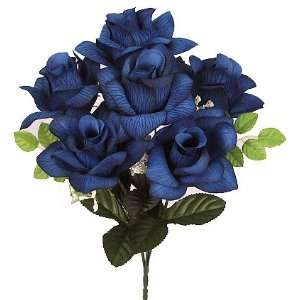  Silk Roses   Artificial Diamond Rose Bush with Vein Royal Blue 