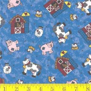  45 Wide Farm Country Blue Fabric By The Yard Arts 