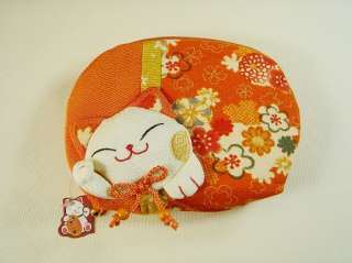 japan big size Kimono lucky cat neko makeup money case bag wallet 