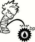 little dude pees on bp oil drop decal 6h x 6 1/4w