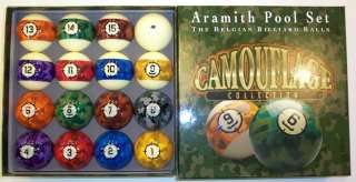 Aramith Camo Belgian billiard (pool) balls with a $139.95 retail 
