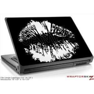    Large Laptop Skin Big Kiss Lips White on Black Electronics