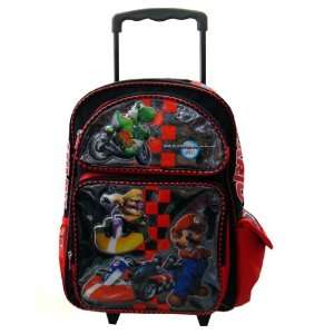  Super Mario  17 Mario Wii Kart Checkered Roller Backpack 