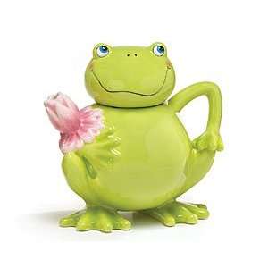  Frog Teapot Ceramic w/ Lily Spout NEW in Gift Box Kitchen 