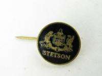 Vintage Stetson Hats Gold Plate Pinback Pin Back Button Black Enamel 