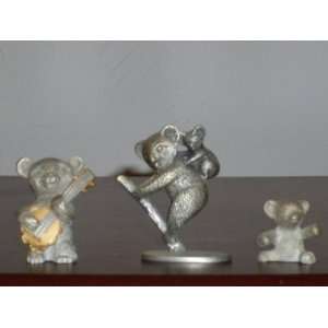  Set of 3 Pewter Teddies 