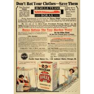  1911 Ad Pacific Coast 20 Mule Team Borax Laundry Soap 