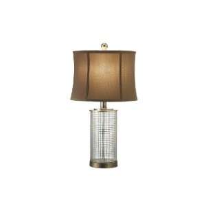  Blown Glass Table Lamp With Round Hardback Shade 100w Max 