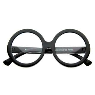 Large Clear Lens Round Circle Glasses Black 8045 NEW  