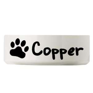   Copper Personalized Paw Print Stoneware Large Dog Bowl