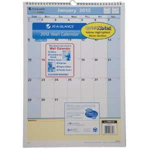 AT A GLANCE QuickNotes Recycled Wall Calendar, Med Wall, Blue/Yellow 