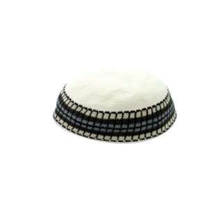   Kippah with Blue, Grey, Green and Black Geometric Pattern Everything