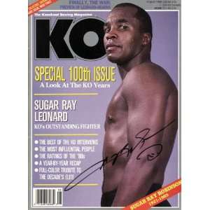  Sugar Ray Leonard Autographed KO Knockout Boxing Magazine 