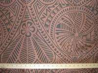 Hawaiian Brown tapa print Poly/cotton Fabric #158E  