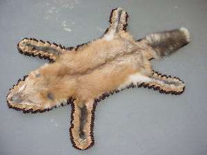 Red Pearl Fox Fur Hand Sewn Felt Rug Tanned hide/skin  