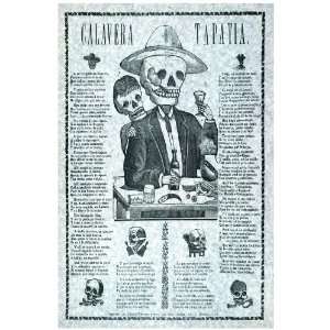 11x 14 Poster.  Calavera Tapatia  Mexican Poster. Decor with 