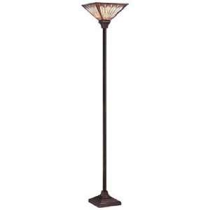  Quoizel Tanner Mission Tiffany Style Torchiere Floor Lamp 