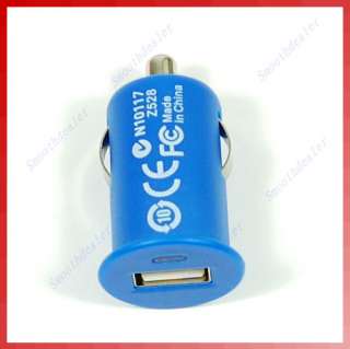 Blue USB Micro Auto Car Charger For iPod iPhone  PSP  