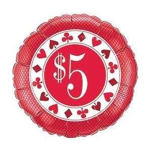  $5 Poker Chip Theme Foil Balloon 