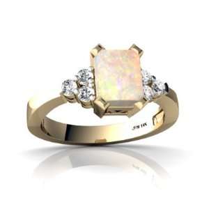    14K Yellow Gold Emerald cut Genuine Opal Ring Size 8 Jewelry