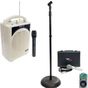 Mic, Cable and Stand Package   PWMA100 Rechargeable Portable PA System 