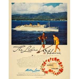 1952 Ad Matson Lines Cruise Lurline Ship Waikiki Hawaii   Original 