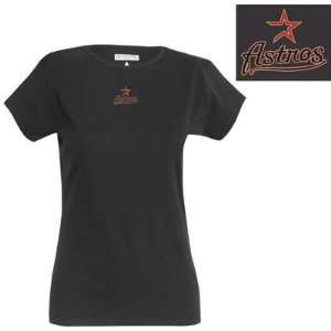 Houston Astros Womens Signature T shirt by Antigua Sport   Black 