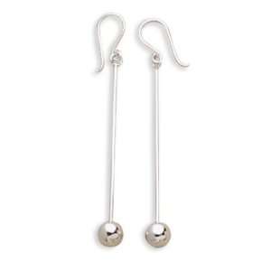  Thin Bar with Bead End Earrings on French Wire Jewelry