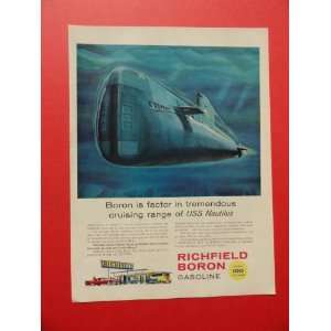 Richfield Boron Gasoline, 1959 print ad(Sub/Richfield station)original 