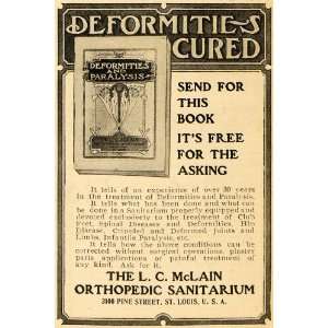  1905 Ad L C McLain Orthopedic Sanitarium Paralysis Book 