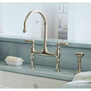 Rohl Perrin & Rowe Bridge Kitchen Faucet with Sidespray, Metal Lever 