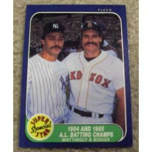  1986 Fleer Don Mattingly and Wade Boggs # 639 MLB Baseball 
