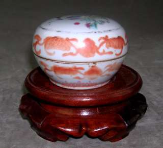 Chinese antique rare Late Qing Famille Rose Porcelain box 8cm  