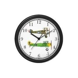  Two Biplanes   Green and Bright Green   JP   Wall Clock by 