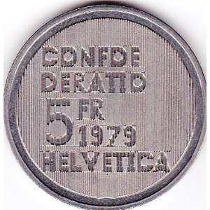  1979 Switzerland 5 Franc Albert Einstein Coin Portrait 