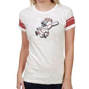   Brand Cincinnati Reds Ladies White Game Time Premium Heathered T shirt