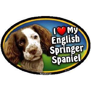  Oval Car Magnet   I Love My English Springer Spaniel 