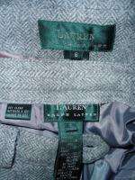 Sz 4 6 Ralph Lauren 100% wool gray herringbone menswear inspired pant 