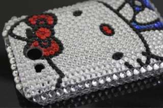Bling Diamond Blue Kitty Back Hard Case Cover For HTC Wildfire S A510e 