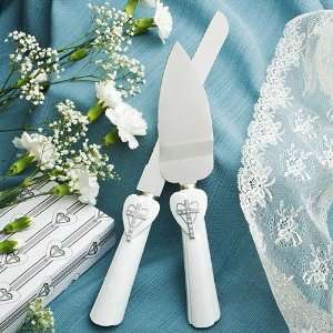  Cross And Heart Design Cake Knife Server Set From The Love 