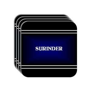 Personal Name Gift   SURINDER Set of 4 Mini Mousepad Coasters (black 