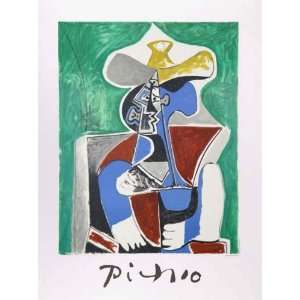 Pablo Picasso, Buste Au Chapeau Jaune Et Gris, Plate Signed Estate 